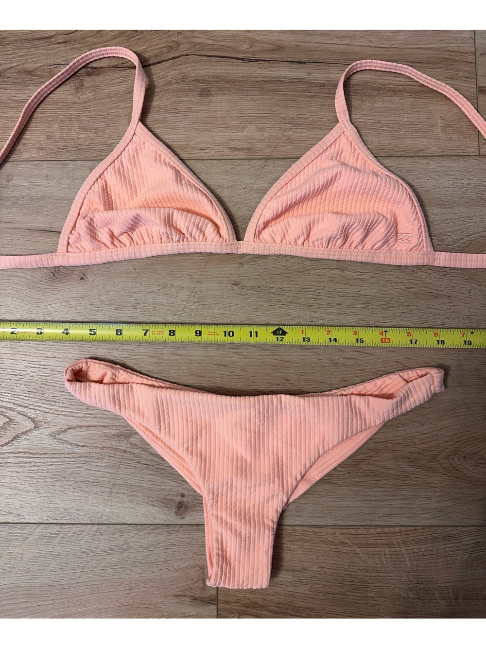 Billabong Peach Ribbed Tri Bikini Set - Picture 2 of 6
